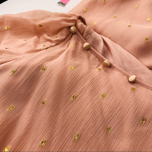 Lauren Moffatt Silk Button Dress Blush ROSE Gold - Picture 4 of 11